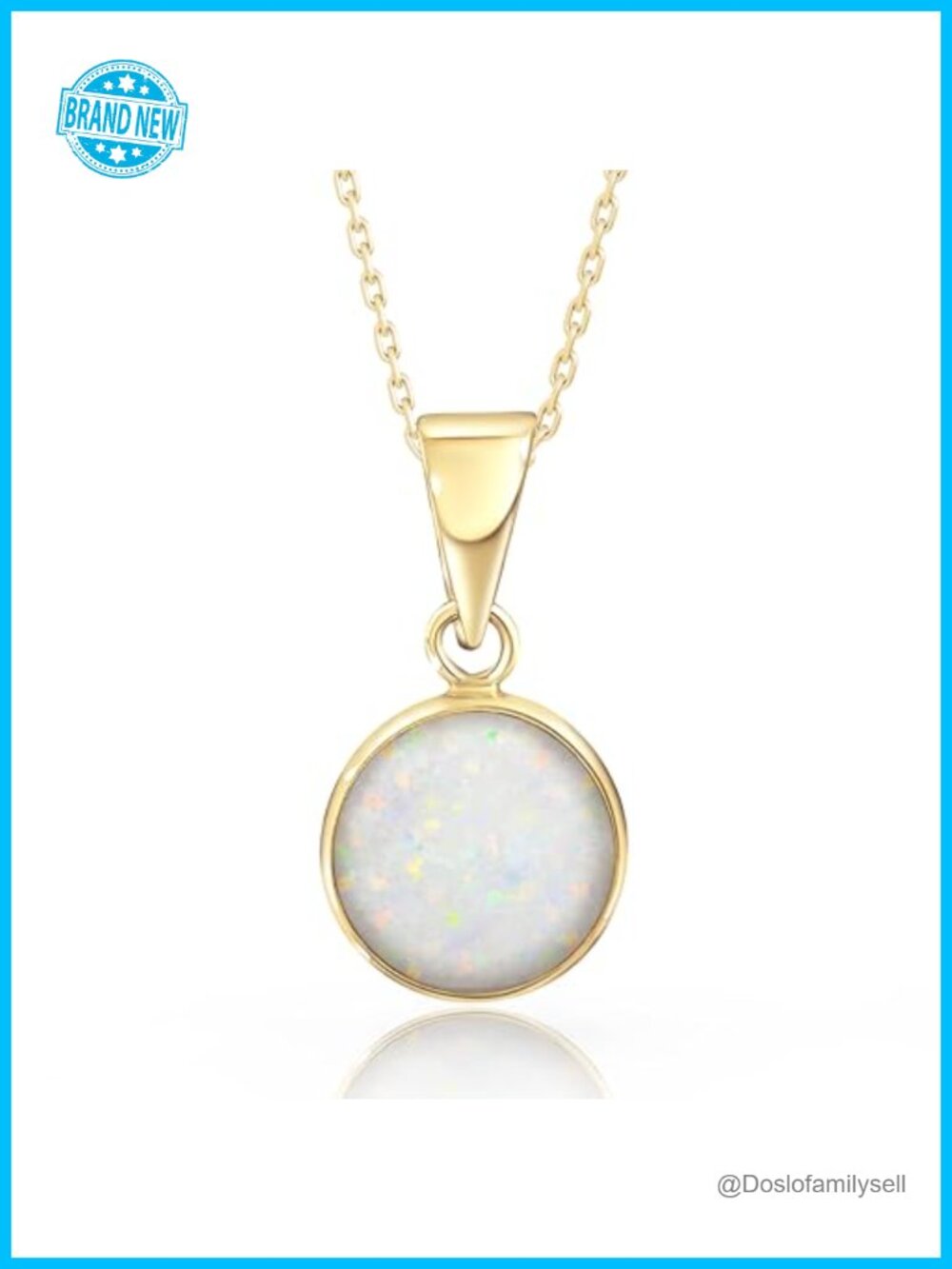14K Rose Gold White Opal Pendant Necklace Dainty